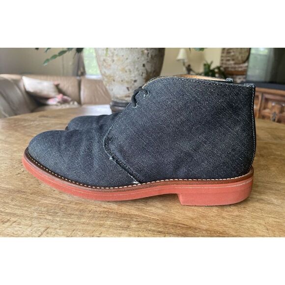 Rare🔥Unisex Mark McNairy Made in England Denim Chukka Boots US 7 UK 5 Red sole - Picture 3 of 10